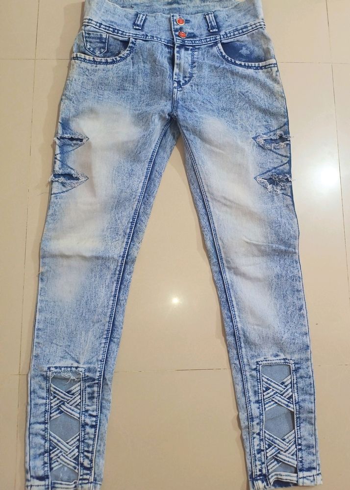 Blue Washed Jeans For Women