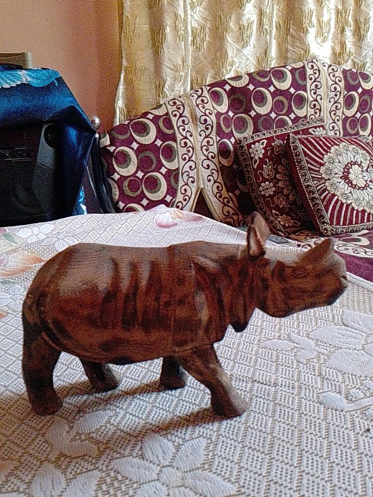 One Horn Rhino Wood