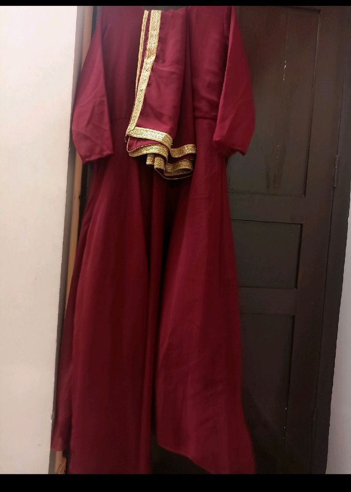 Brand New Maroon Anakali Suit With Dupatta