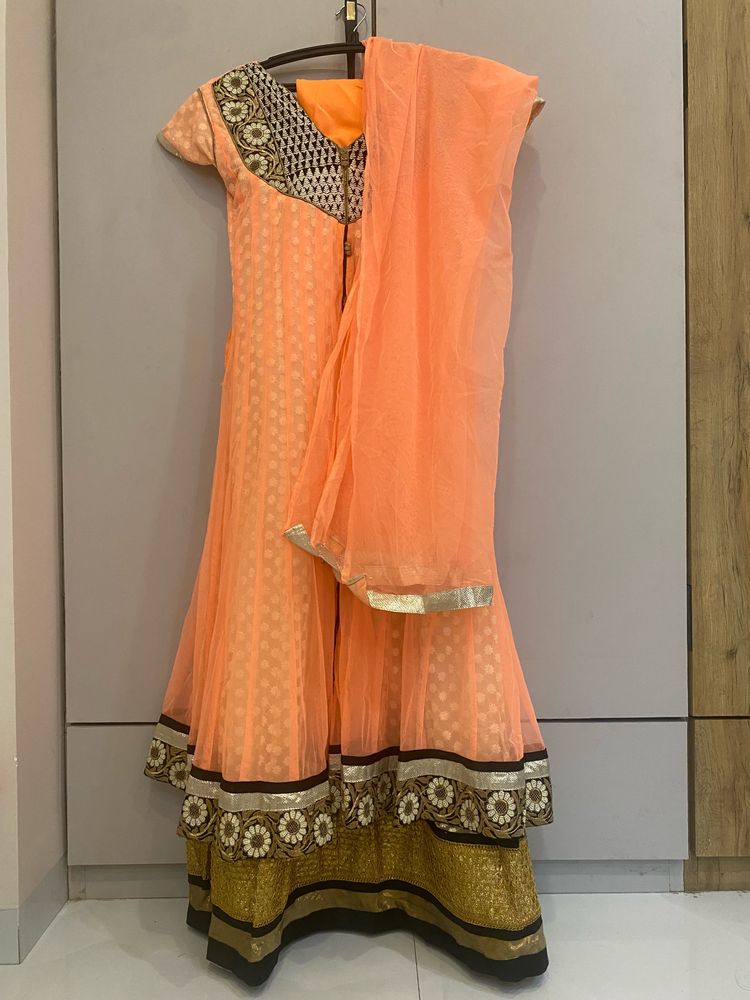 Traditional Floral Net Anarkali Set