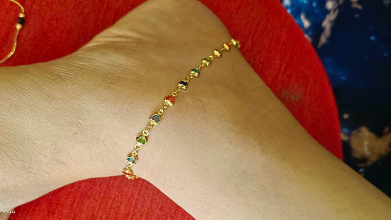 Gold Plated Stone Work Anklet