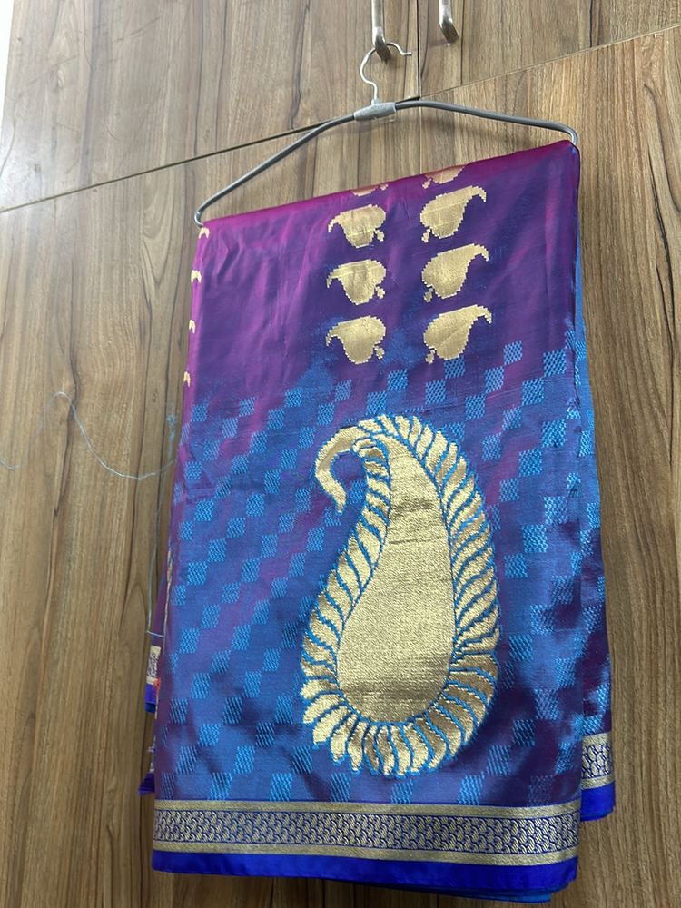 Blue Heavy Silk Sari