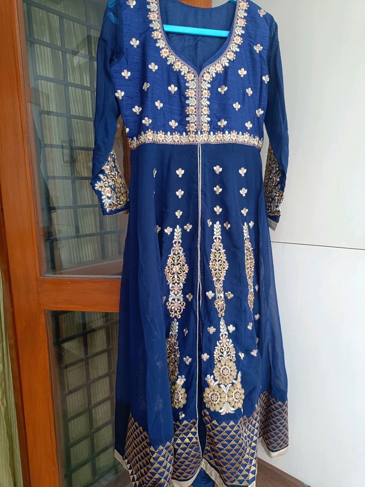 Astonishing Navy blue and Pink Anarkali kurta an