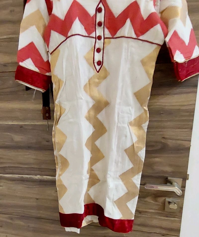 Off White Chanderi Silk Kurti