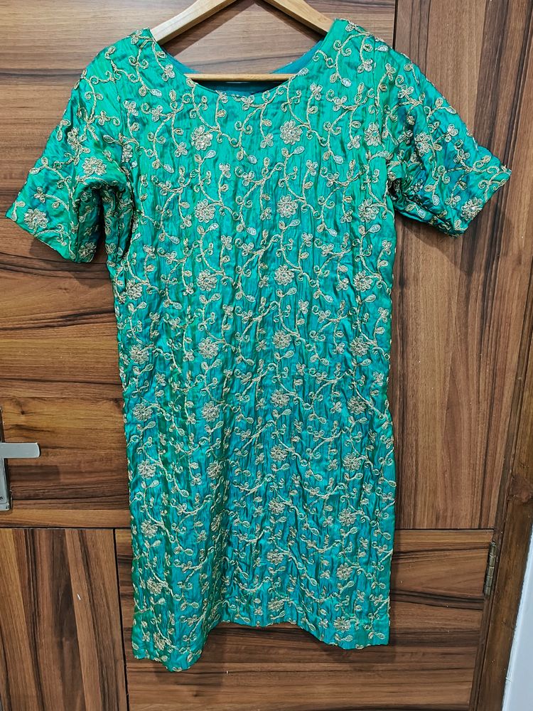 Green Zari Work Kurta