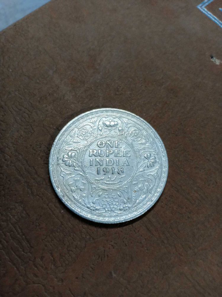 Very Rare 1918 Pure Silver 1rupee Coin