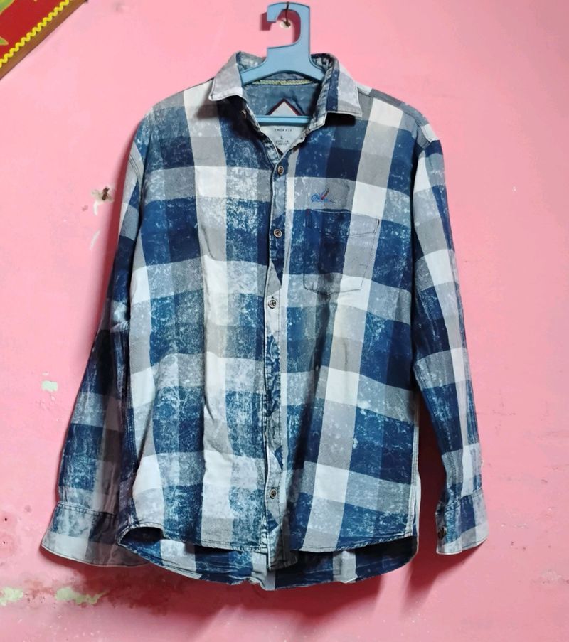 SIZE - 40in"L Men's Blue&White Check Shirt