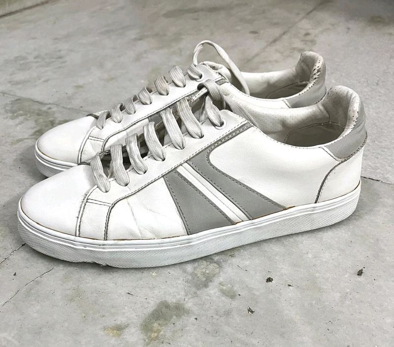 ZARA WHITE LEATHER SNEAKERS UK 7