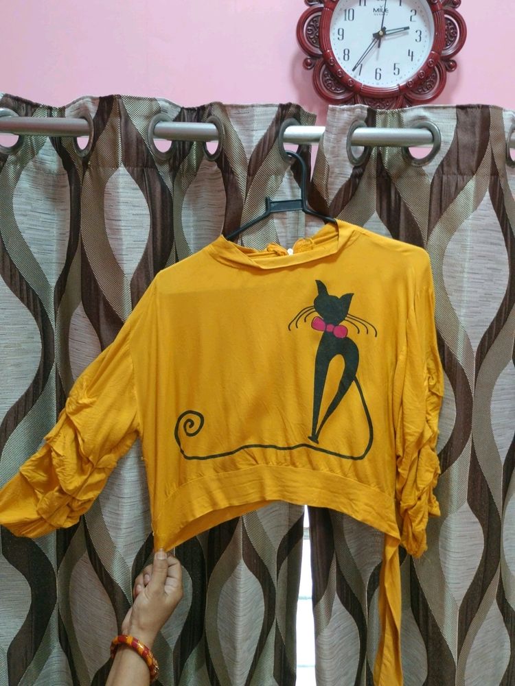 Trendy Yellow Color Classy Crop top