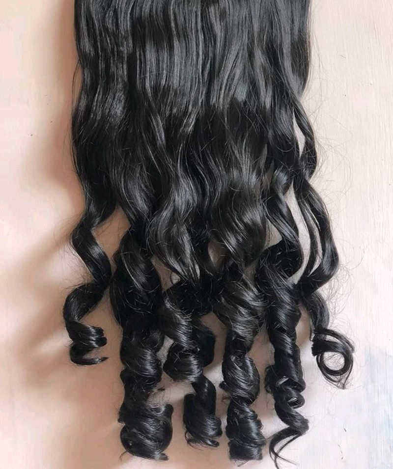 Long Artificial Hair Black With Curls