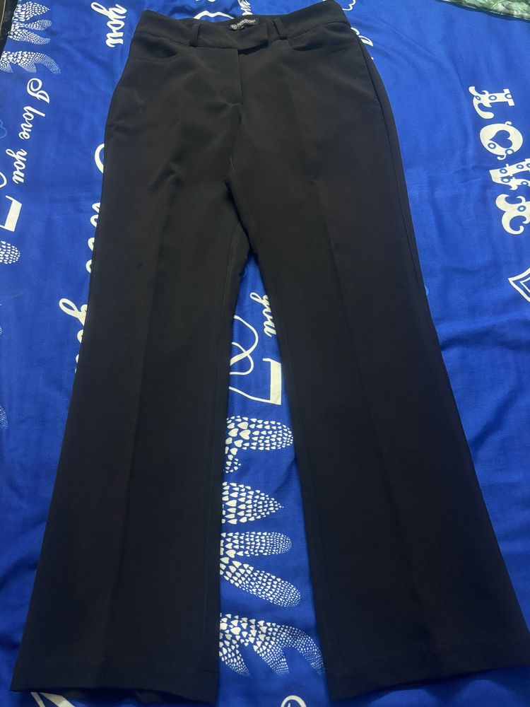 Fablestreet Tailored Fit Black Trousers For Women