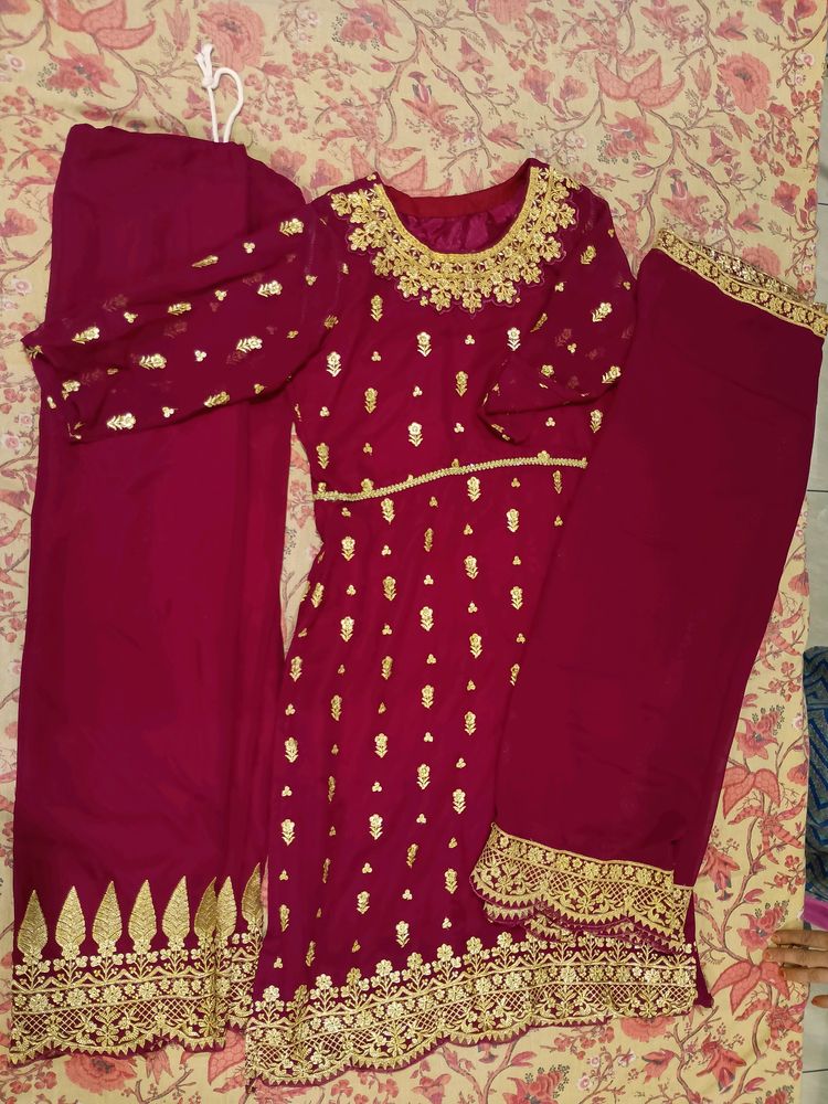 Festive Plazzo And Kurti Set.