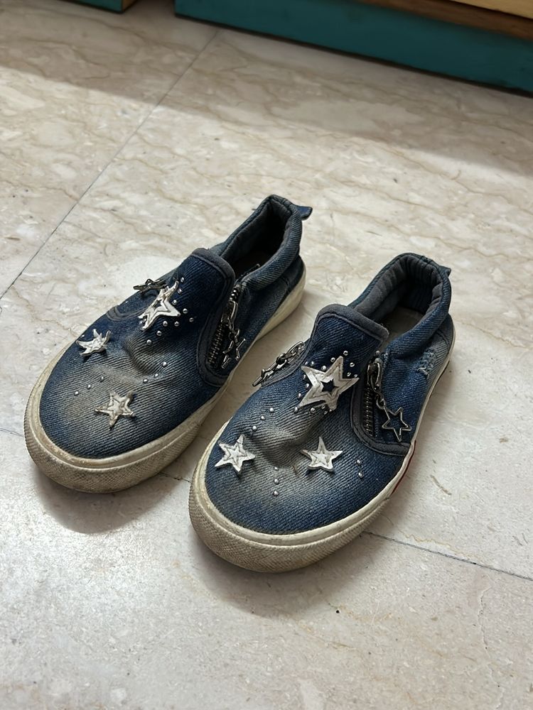 Stylish Denim Shoes For Kids Girls