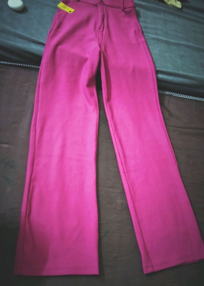 Dark Pink Colour Cotrise Pant