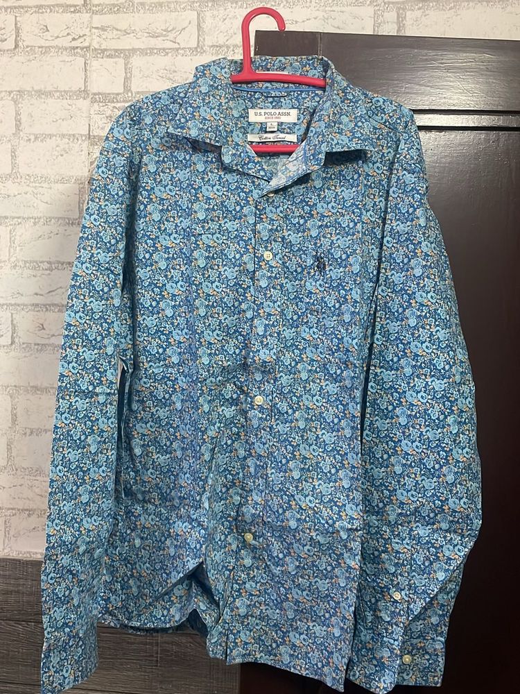 USPA Floral Blues Shirt Large