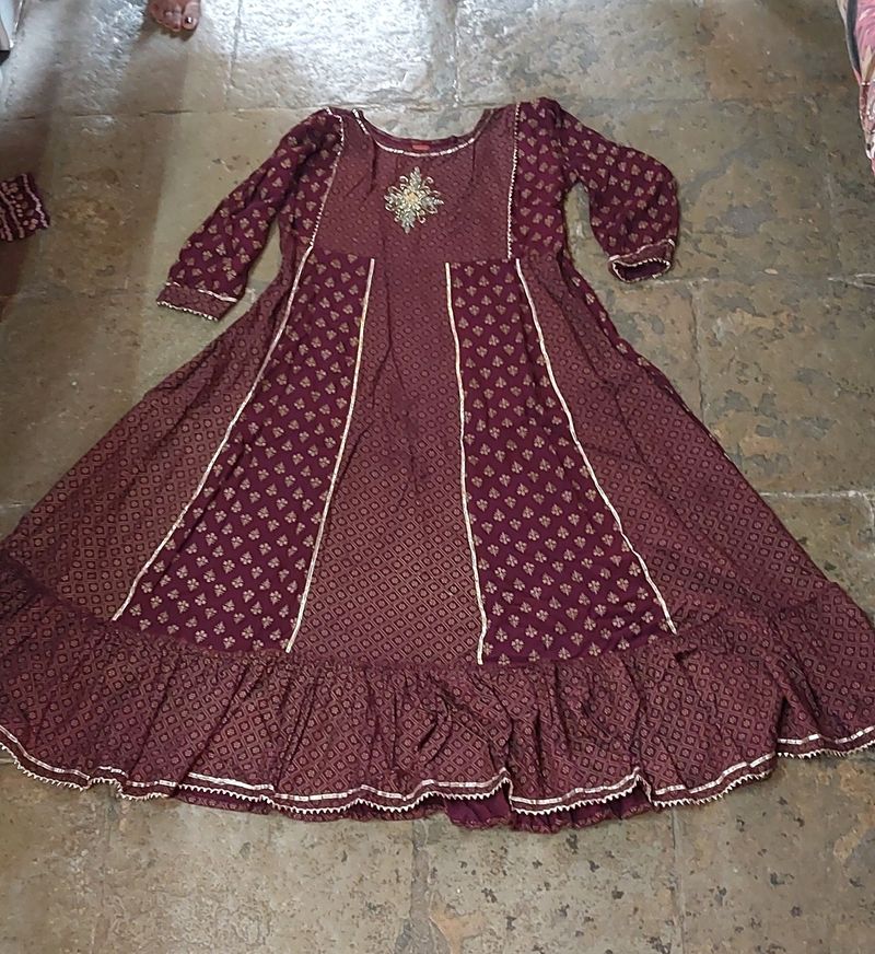 Maroon partywear Heavy Ethnic Kurti