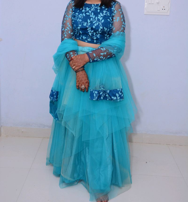 Blue-Firoji Lehenga Choli For Women