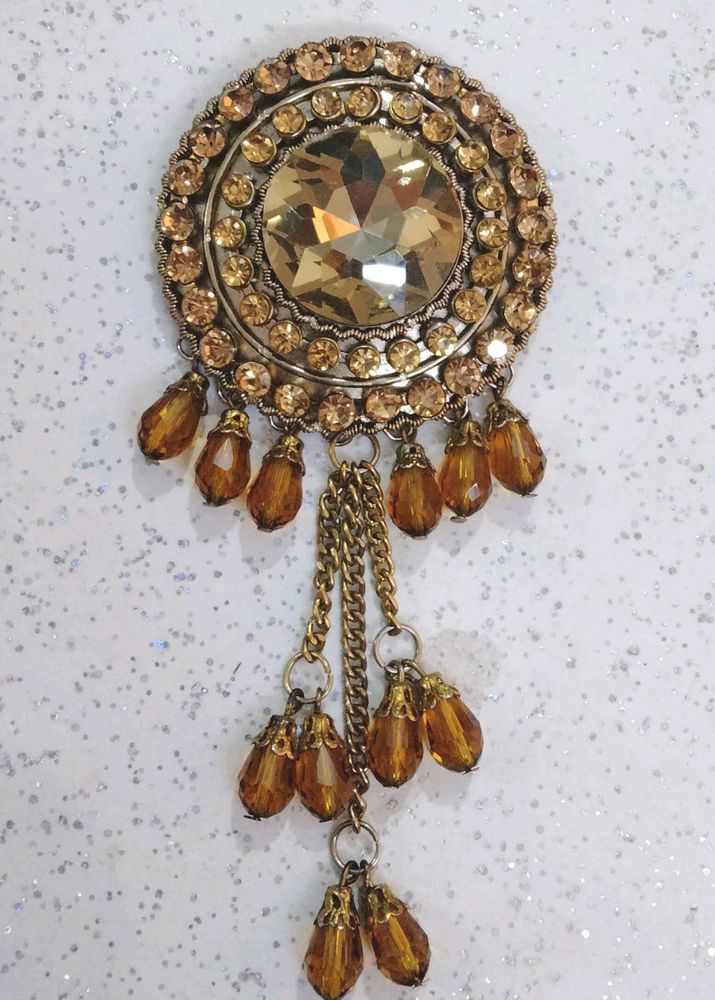 Rhinestone Golden Juda Brooch