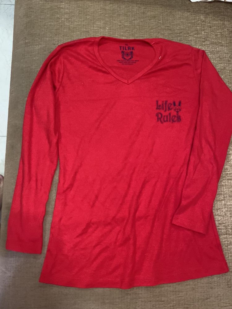 Red Full Hands Top