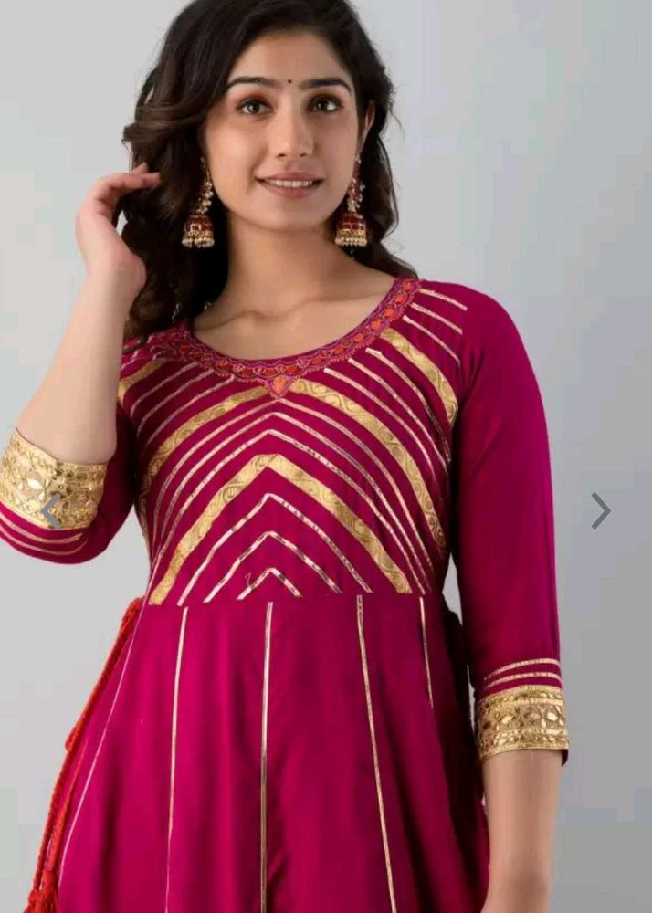 Gotta Patti And Embroidery Work Anarkali Kurti