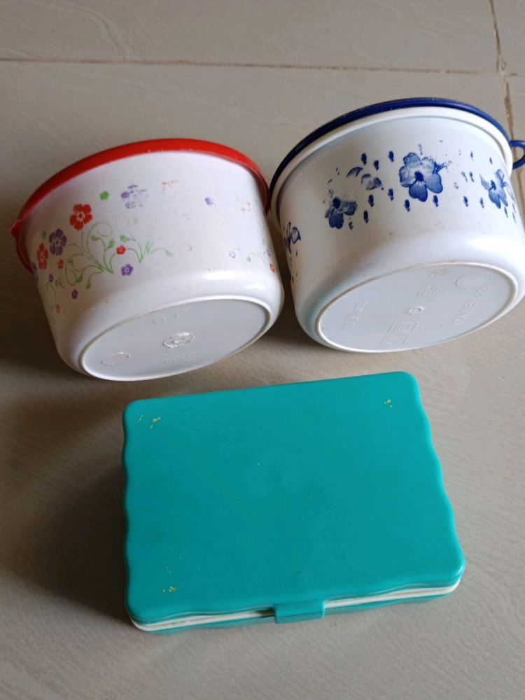 Set Of Plastic Boxes And Tiffin Box