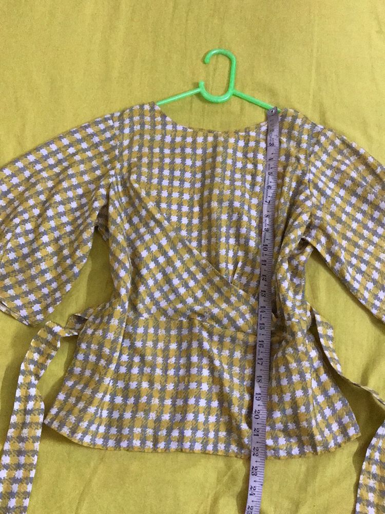 Yellow Checked Top Size M