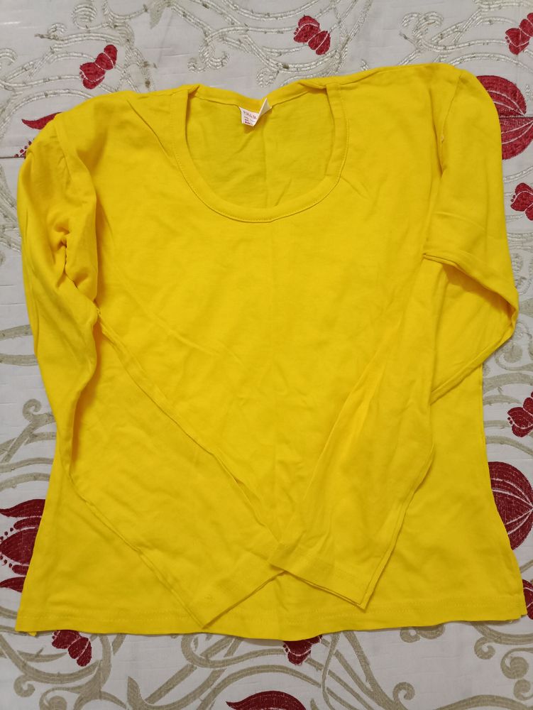 Large Size Yellow Full Sleeves Tshirt