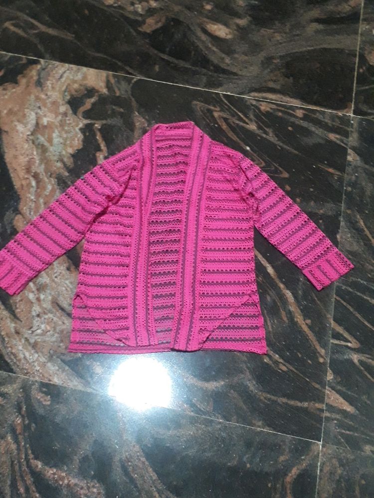 Pink Color mesh Shrug