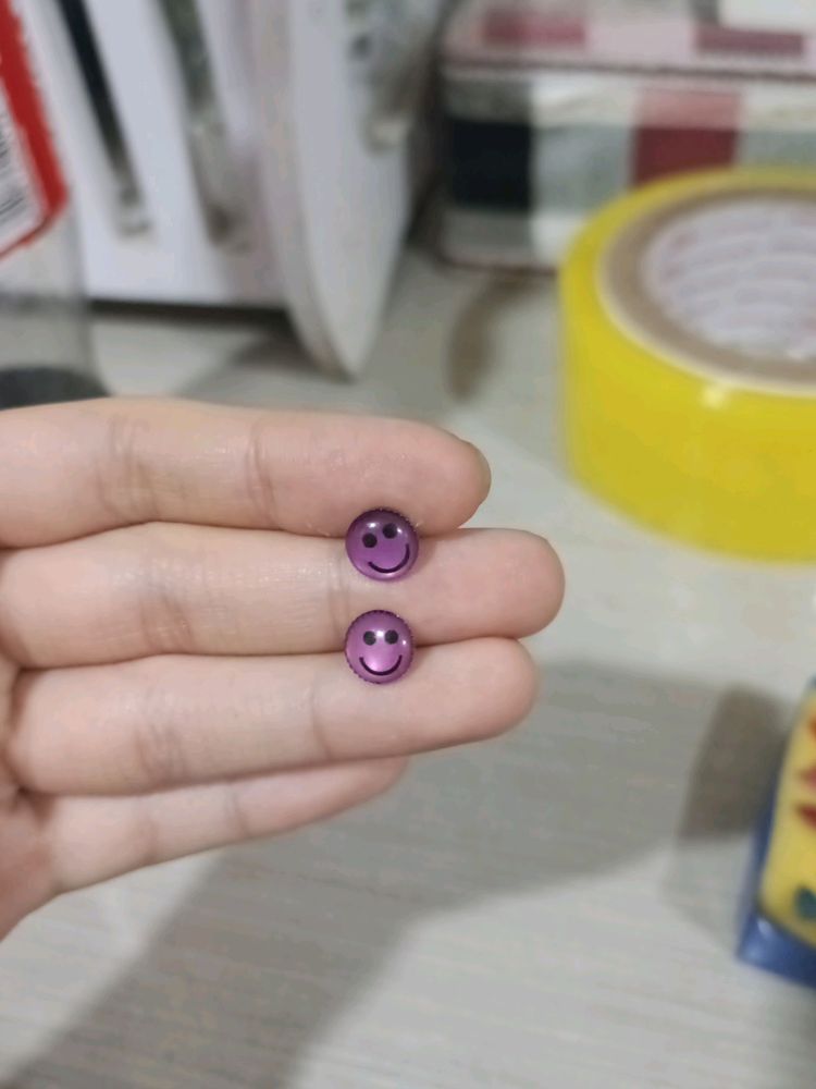 purple smile earring stud