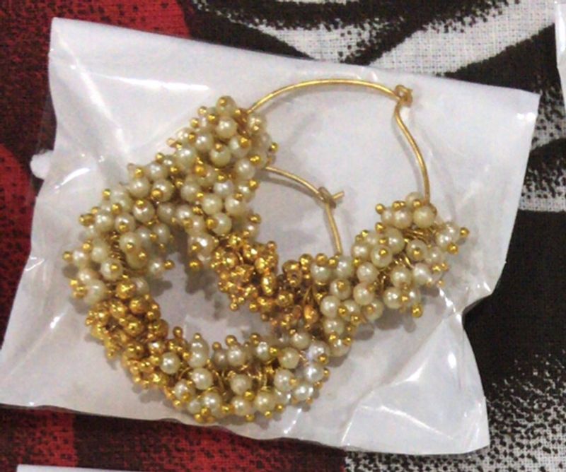 Jhumka Earrings Artificial White Pearls