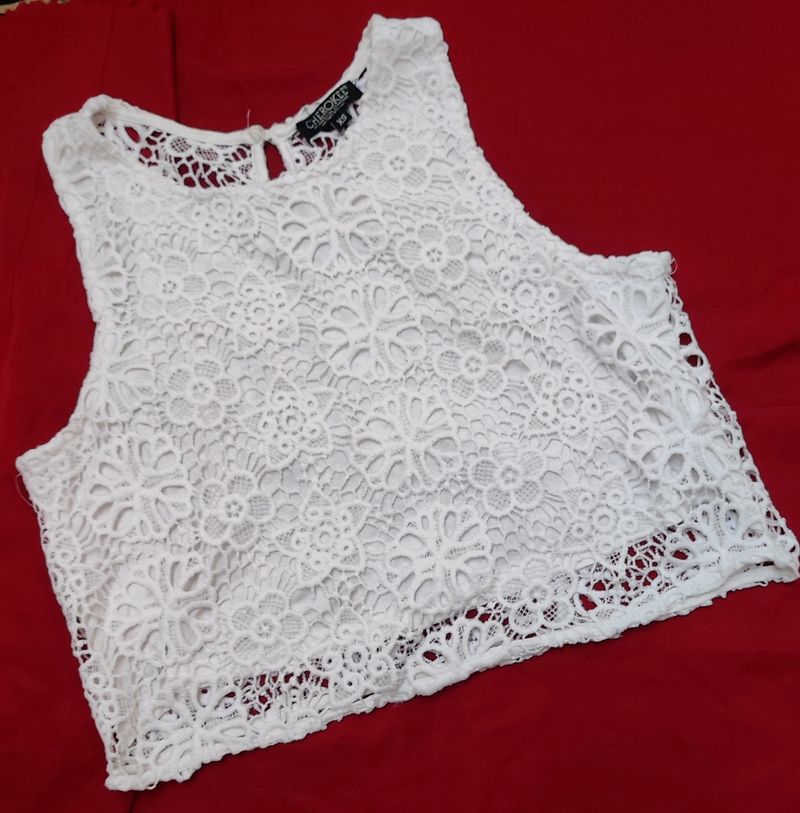 White Lace Crop Top