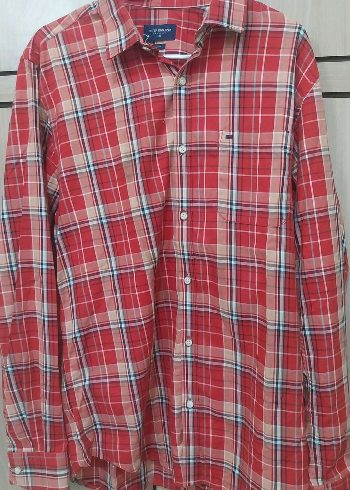 Red Color Peter England Check Shirt