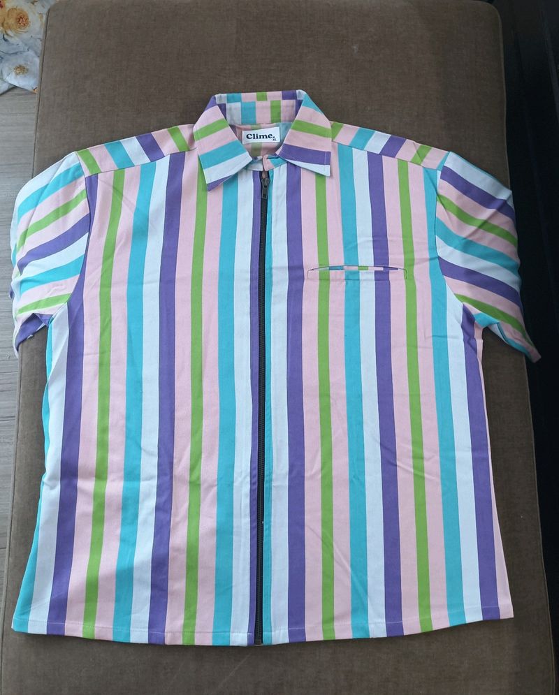 Pastel Striped Handloom Overshirt (Unisex)