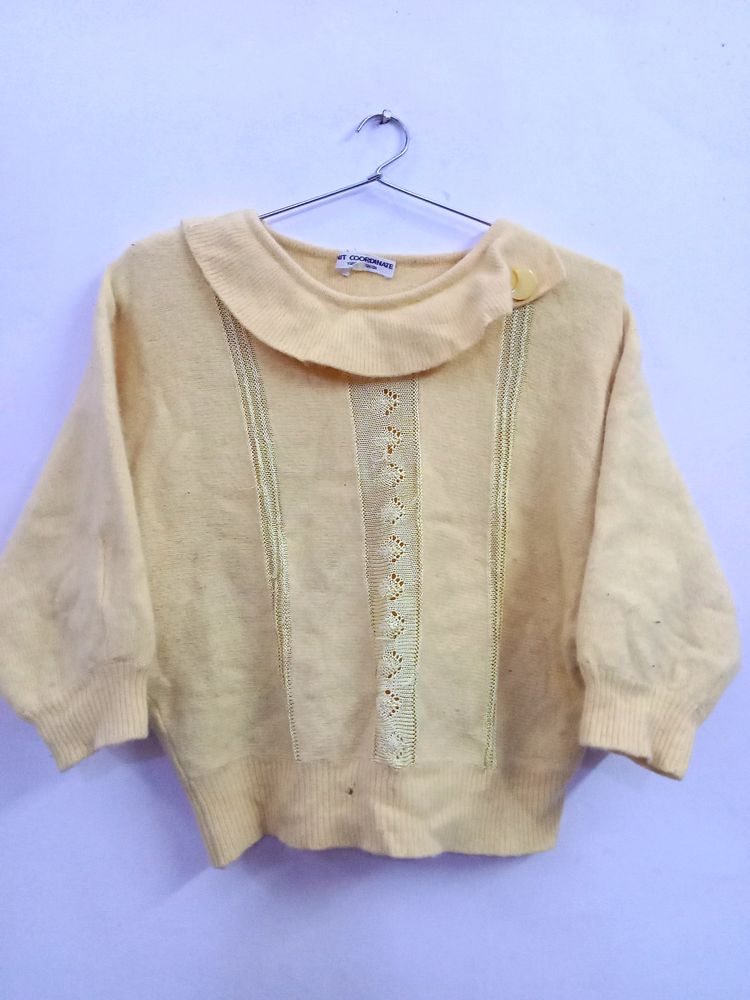 Active Wear Yellow Woolen Top