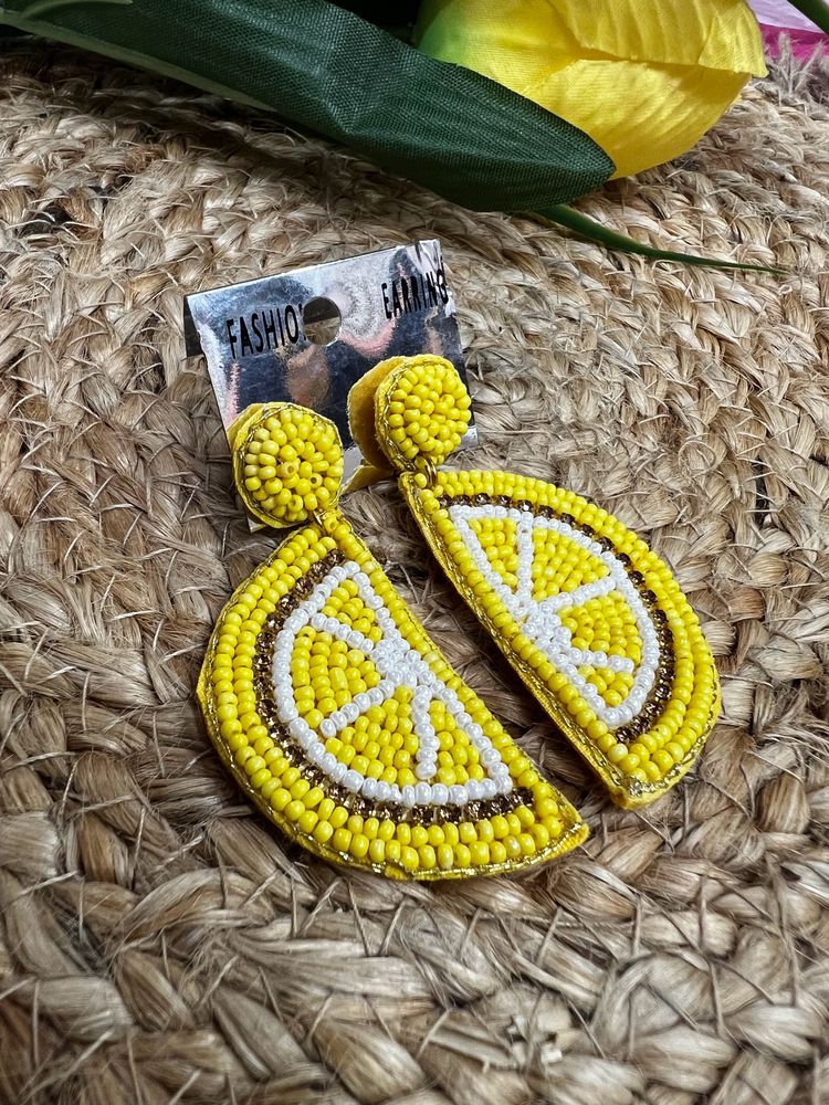 Lemon Beaded Earrings