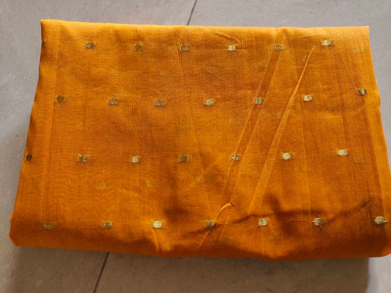 Mustard Yellow Chanderi Silk Saree