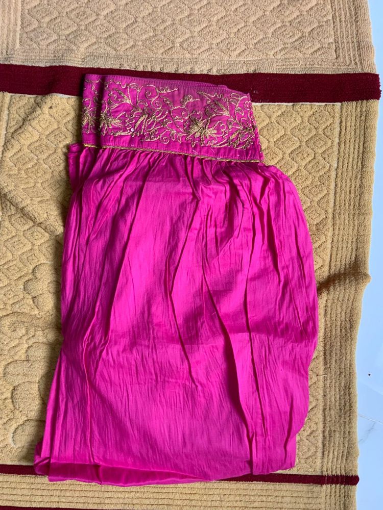 Pink Patiala With Embroidery Border Work