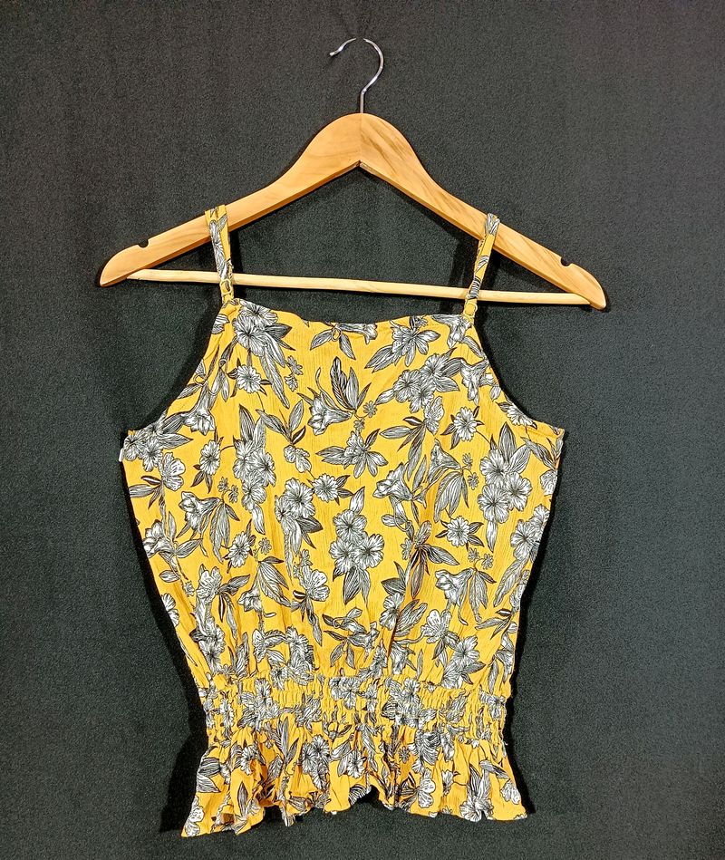 Max Brand Yellow Floral Printed Crop Top | Bust 38