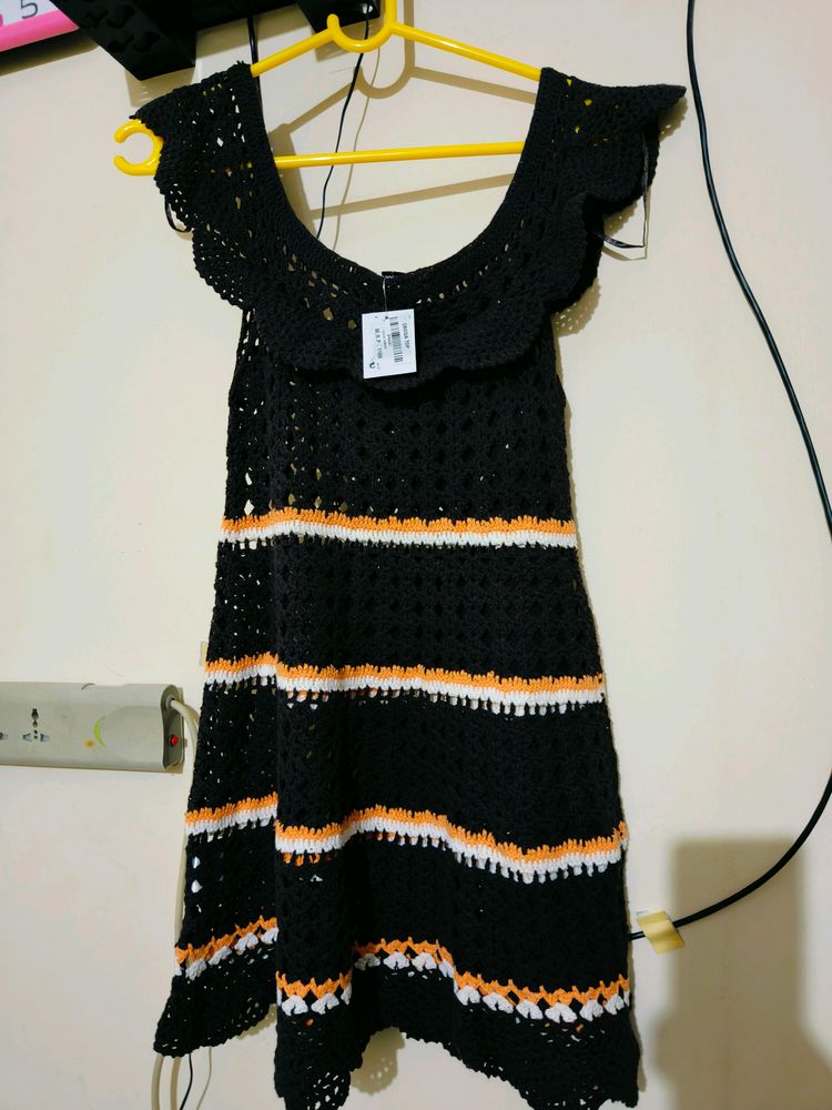 New Crosia Dress Brown White And Light Orange