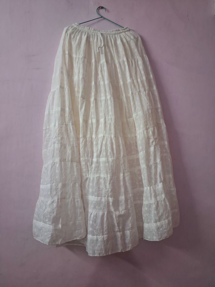 White Aesthetic Long Skirt