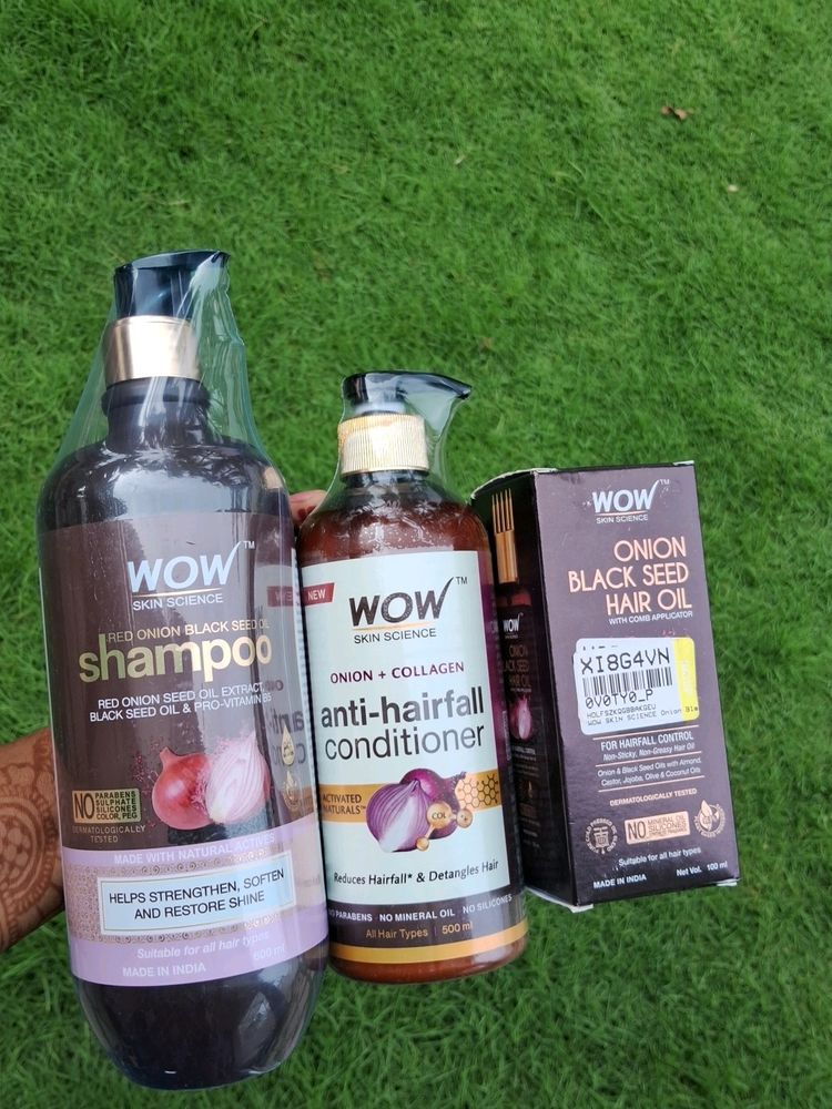 Wow Onion Haircare Combo Shampoo, Conditioner, Oil