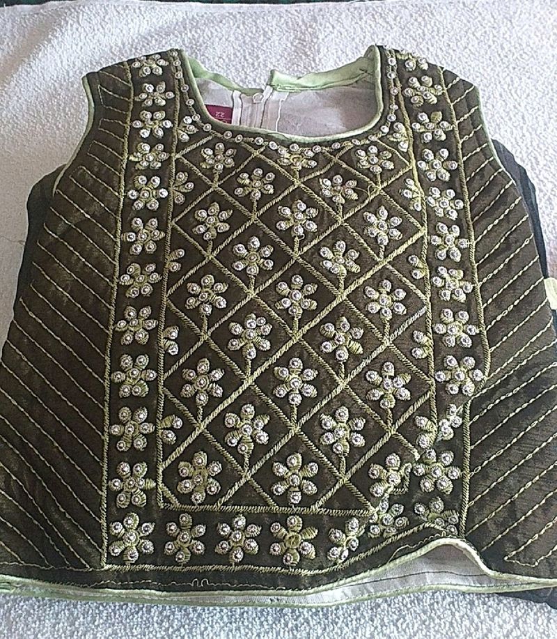 Olive Green Kids Choli...