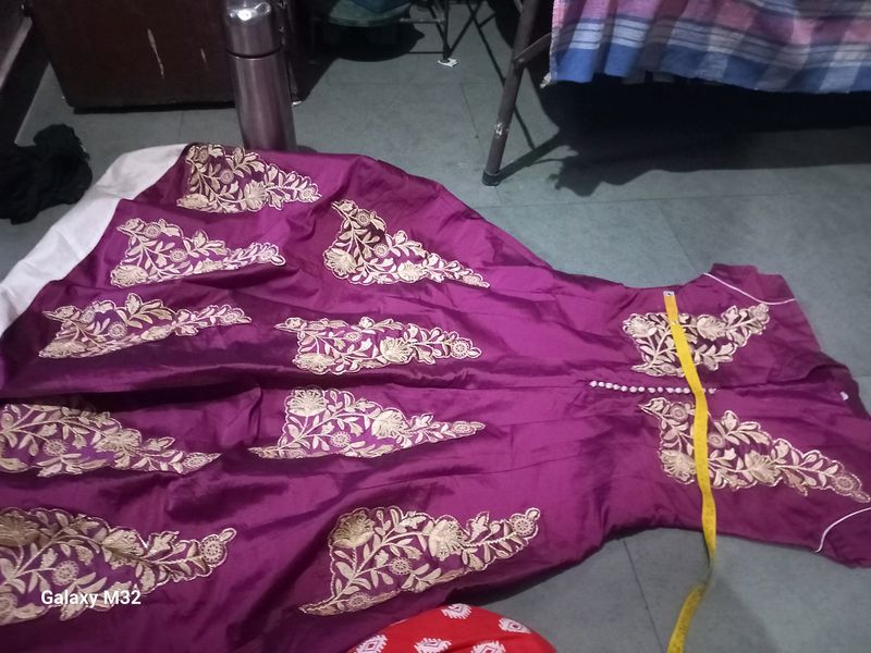 Purple Color Gown With Pajama And Dupatta