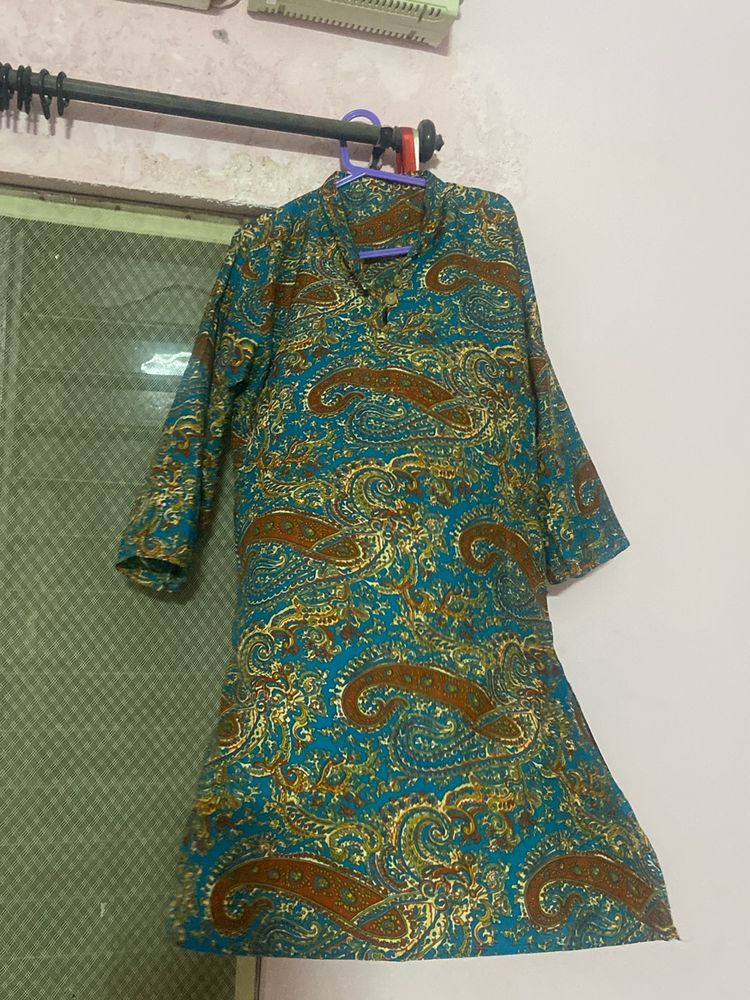 Printed Blue Kurta