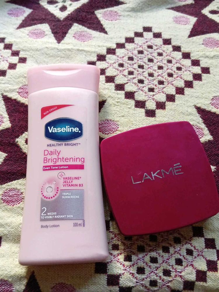 Vaseline Body Lotion And Lakme Compact