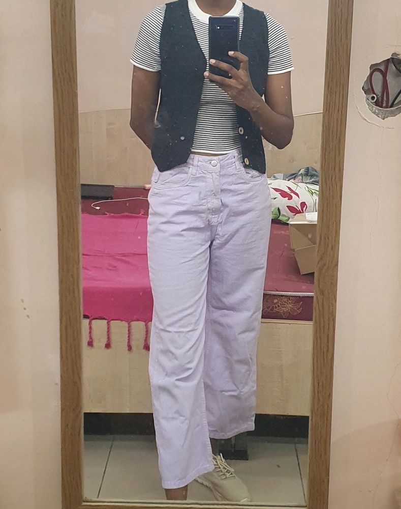 A Straight Fit Lavender Trousers