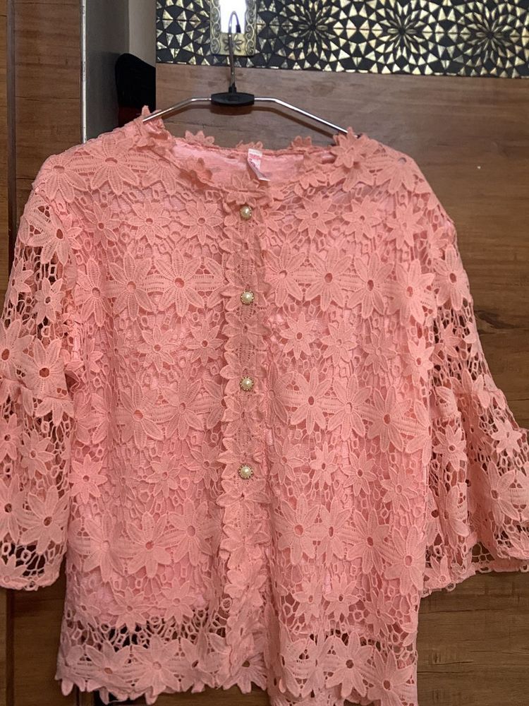 A Pink Ombre Embroided Top