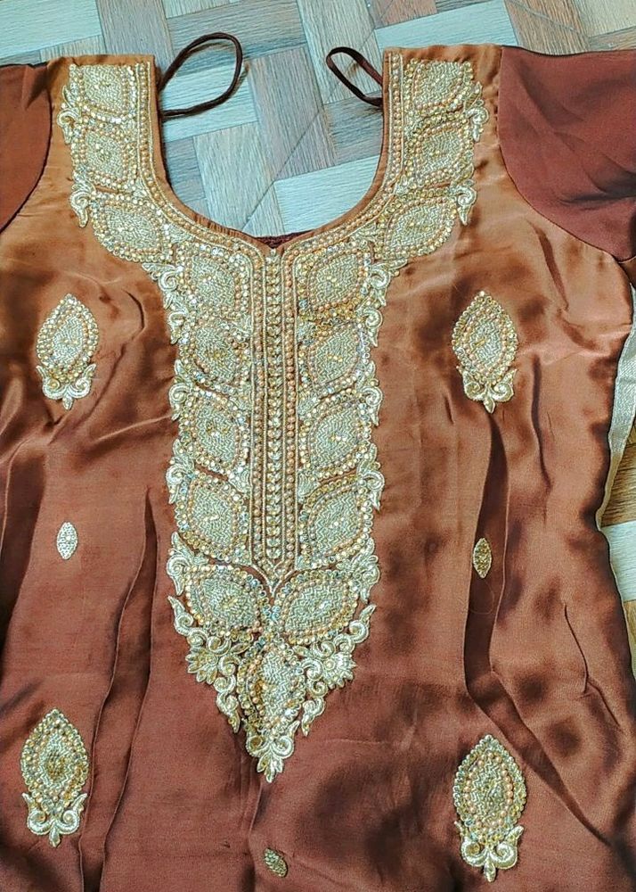 Brown Salwar Suit With Dupatta