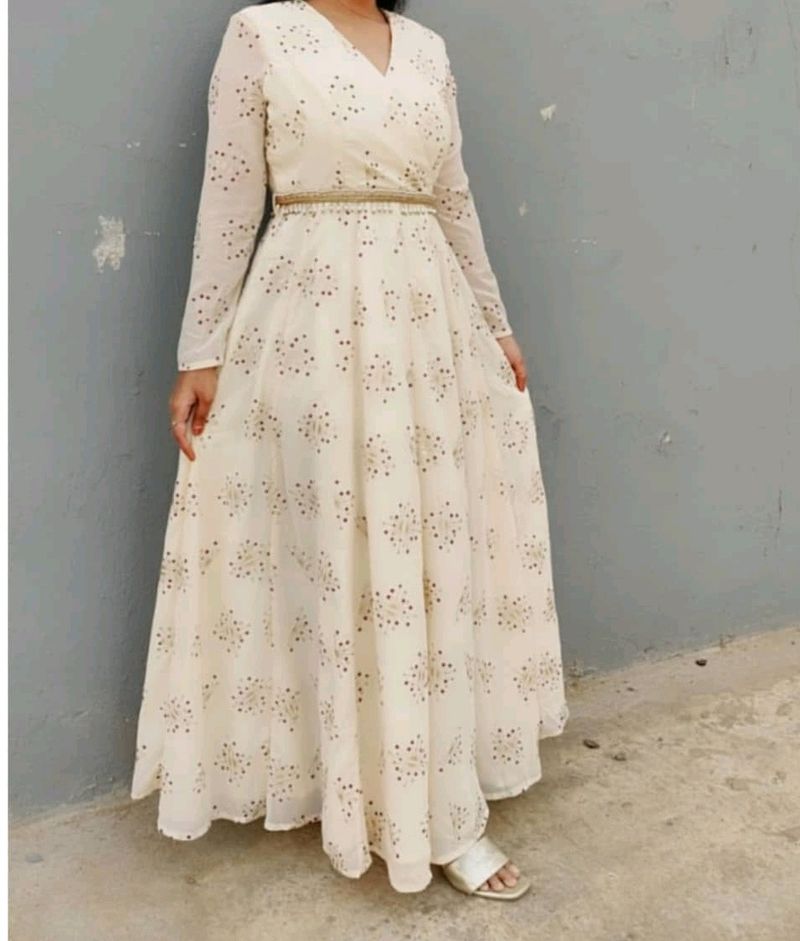 Indya Ethnic Gown With Belt