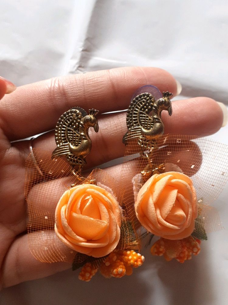 Golden Peacock Designed Earrings